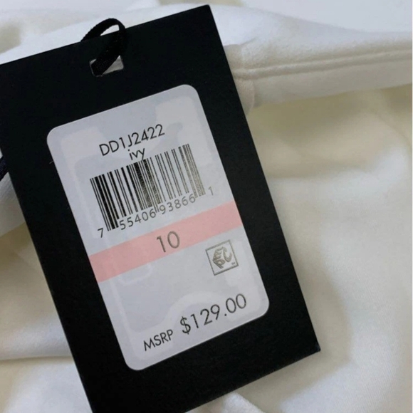 New! Tags!! DKNY White Long Slit Sleeve Dress With Tie Waist Sz 10 - Picture 5 of 12